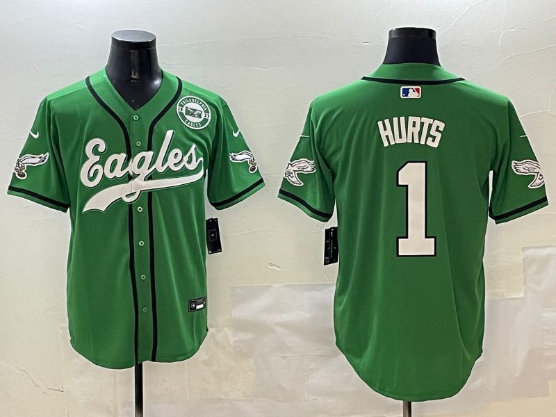 Men Philadelphia Eagles #1 Hurts Green three generations Jointly Name 2025 Nike Limited NFL Jersey style 5